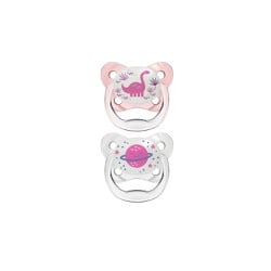 Dr. Brown's PreVent Glow In The Dark Sucette Orthodontique en Silicone Sucette Orthodontique en Silicone 6-18 Mois Rose-Transparent 2 pièces