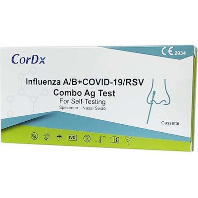 CorDX Αυτοδιαγνωστικό Ρινικό Τεστ Ταχείας Δοκιμής Για Ποιοτική Ανίχνευση Αντιγόνων Covid-19 & Γρίπης Τύπου Α/Β