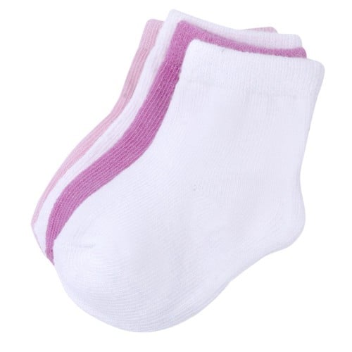 Çorape për bebe, rozë dhe të bardha, 4 copë, 6-12 