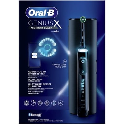 ORAL-B Ηλεκτρική Οδοντόβουρτσα Genius-X Με Χρονομετρητή & Αισθητήρα Πίεσης Midnight Black x1 + Travel Case