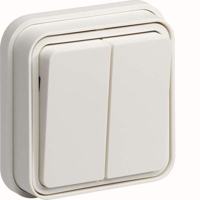 Cubyko Resecced Double Two-Way Switch Ip55 White