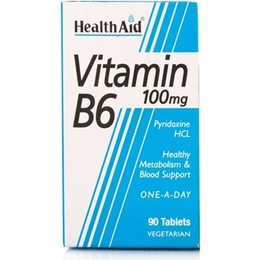 Health Aid Vitamin B6 (Pyridoxine Hcl) 100mg, 90tabs