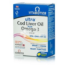 Vitabiotics ULTRA 2 in 1 COD LIVER OIL (Aquamarine) - Ω3 & Μουρουνέλαιο, 60 caps