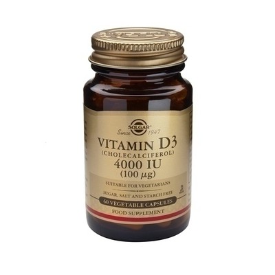 SOLGAR Vitamin D3 4000 UI (100μg) Συμπλήρωμα Διατροφής Με Βιταμίνη D3 Με Πολλαπλά Οφέλη Για Τον Οργανισμό, Ιδανικό Για Την Υγεία Των Οστών & Των Αρθρώσεων x60 Φυτικές Κάψουλες