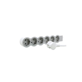 Socket Outlet Standard 6-Way Cable 1.5m White/Gray