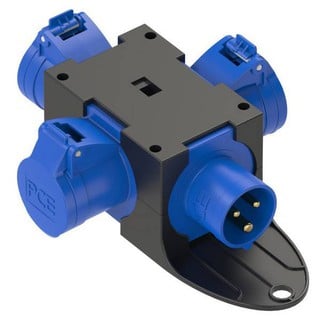 T-Connector with 3 Sockets and 1 Plug 3X16A 230V I