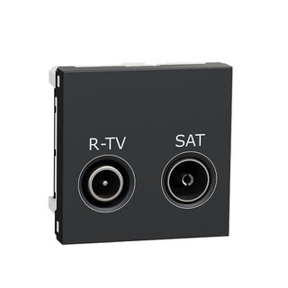 New Unica Πρίζα Διέλευσης TV/RD/SAT Ανθρακί NU3456