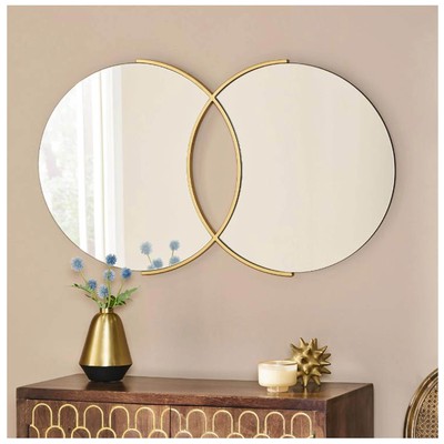 Wall mirror with golden steel solid bar 120x70cm /