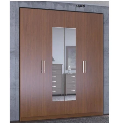 Wardrobe with 4doors and Mirror/Walnut