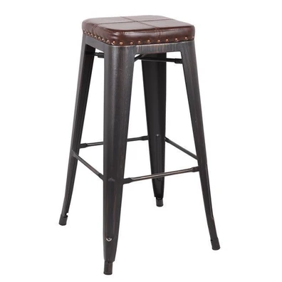 Σκαμπώ Bar Στοιβαζόμενο Μεταλλικό Antique Black/ P