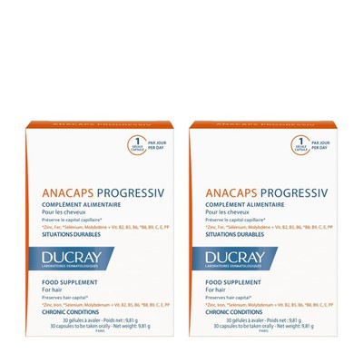 Ducray - Anacaps Progressiv, Συμπλήρωμα Διατροφής για την Τριχόπτωση 2 x 30Caps