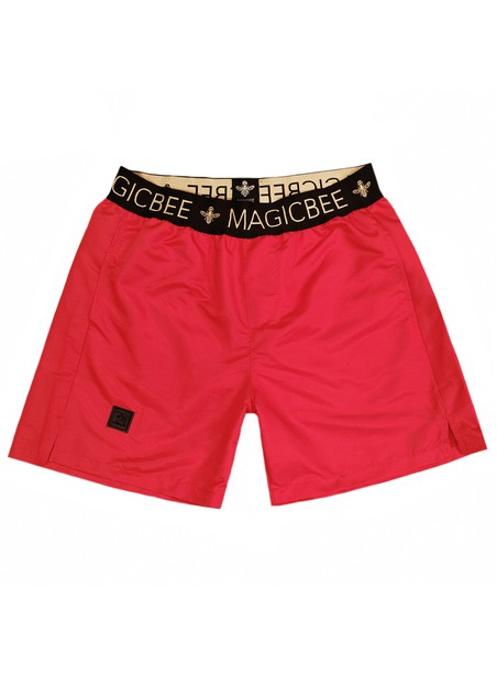 Magicbee gold elastic swim shorts - red lava
