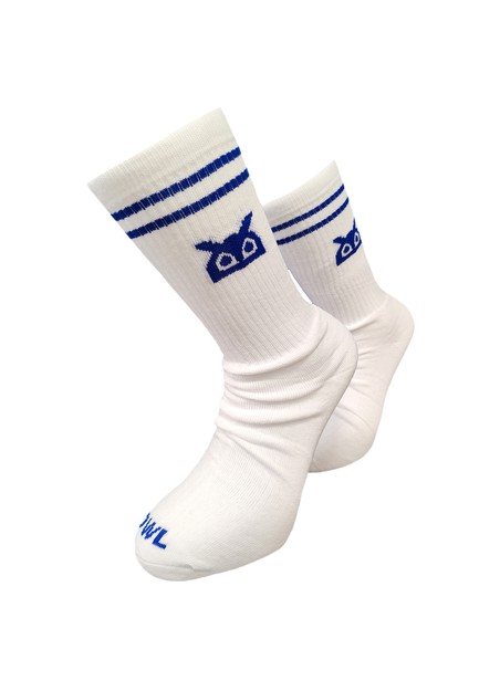Owl clothes mid socks - white with blue stripes