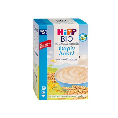 Hipp Bio Φαρίν Λακτέ Κρέμα Δημητριακών με Γάλα & Σ