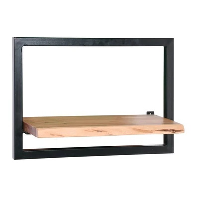 Ράφι / Μέταλλο Μαύρο - Ξύλο Ακακία Φυσικό 50x25x35