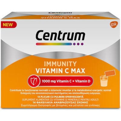 CENTRUM Immunity Vitamin C MAX 1000mg & Vitamin D Για Ενίσχυση Του Ανοσοποιητικού & Ενέργεια 14 Φακελάκια