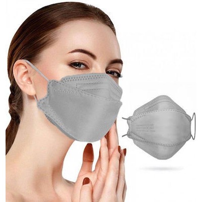 FAMEX 3D Extra Comfort Fish Style Μάσκα Υψηλής Προστασίας Ενηλίκων FFP2 Σε Γκρι Χρώμα x10 Τεμάχια