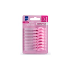 Intermed Mini Ergonomic Interbrush Interdental Brushes With Handle 0.4mm Pink Size 0 8 pieces