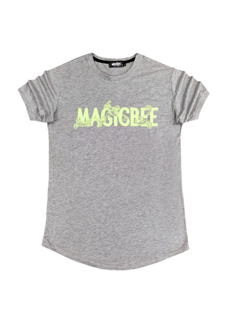 Magic bee big green logo tee - grey