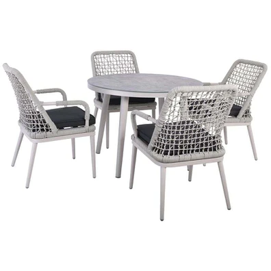 Central set Τραπεζαρία Κήπου alu & Rope Grey-Μαξιλ