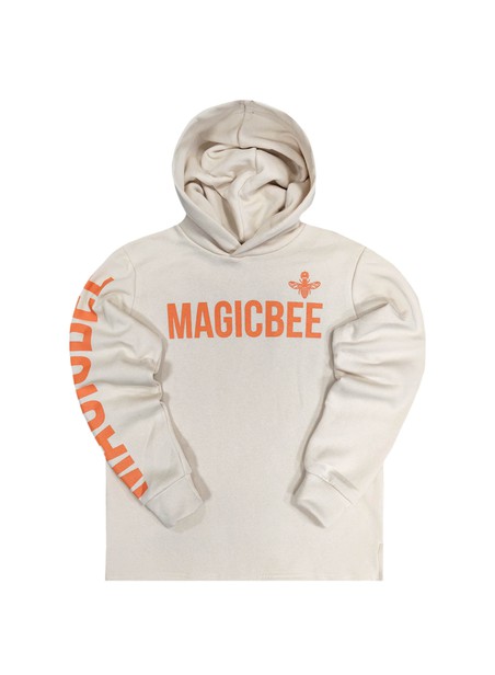 Magicbee double logo hoodie -white pink