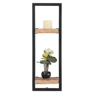 Ράφι / Μέταλλο Μαύρο - Ξύλο Ακακία Φυσικό 25x25x75