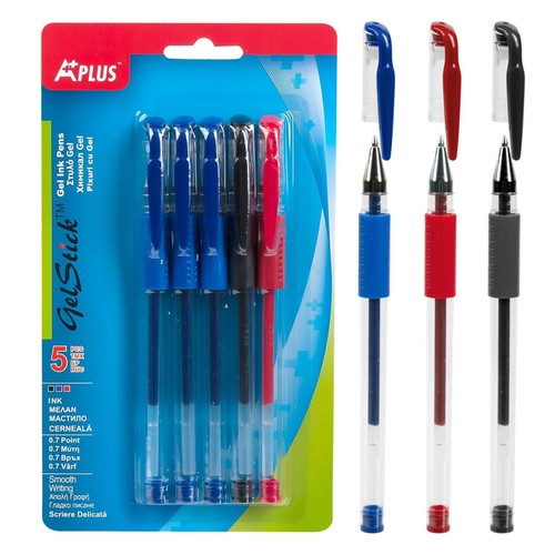 Stilolaps Xhel Me Ngjyra Blu, I Zi, I Kuq 6 Copë