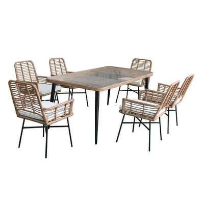 Salsa Τραπεζαρία Κήπου:μέταλλο Βαφή Μαύρο, Wicker 
