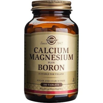SOLGAR Calcium Magnesium Plus Boron Συμπλήρωμα Διατροφής Με Ασβέστιο, Μαγνήσιο & Βόριο Για Την Υγεία Των Οστών & Των Δοντιών, Ιδανικό Σε Περιπτώσεις Εμμηνόπαυσης 100 Ταμπλέτες