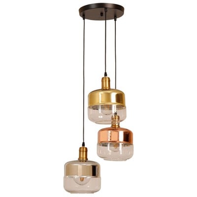 Pendant Light 3xE27 Metal With Glass Rossete