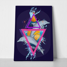 Geometric art color dolphins 608455328 a