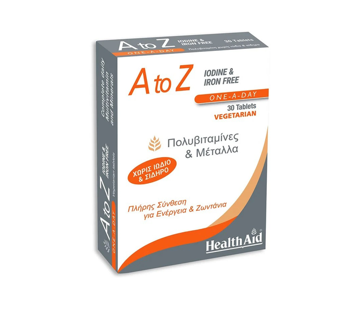 HEALTH AID A TO Z (IODINE&IRON FREE) 30VEG. TABL