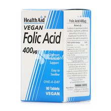 Health Aid Folic Acid 400μg - Φολικό Οξύ, 90 veg. tabs