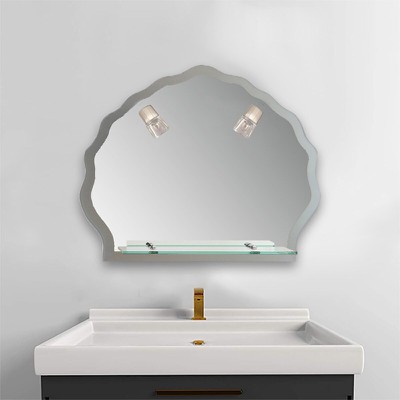 Bathroom Mirror 70Χ60 Clam shaped with 2 lights an