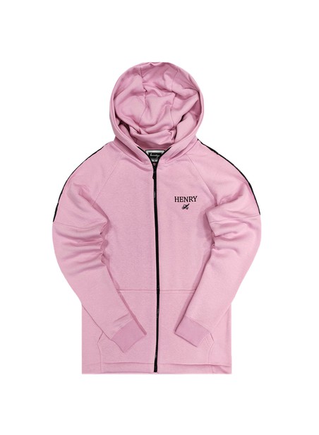 Henry clothing pink taped zip through hoodie
