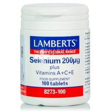 Lamberts SELENIUM 200μg PLUS Vit. A, C, E - Αντιοξειδωτικό, 100tabs