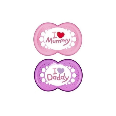 MAM Πιπίλα Ι Love Mummy & Daddy Latex 6m+ x2 Τεμάχια (171S) Σε Διάφορα Χρώματα