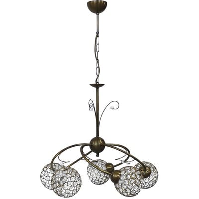 Pendant Light 5 Lights Chandelier Bronze With Crys