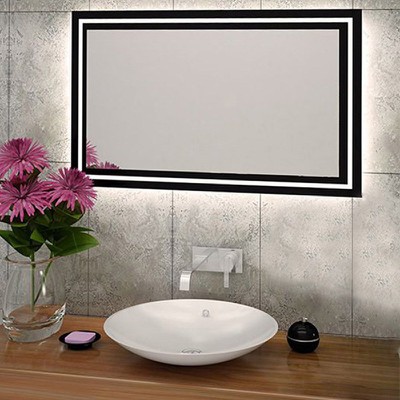 Καθρέπτης τοίχου 120x80 φωτιζόμενος Led με μαύρο π