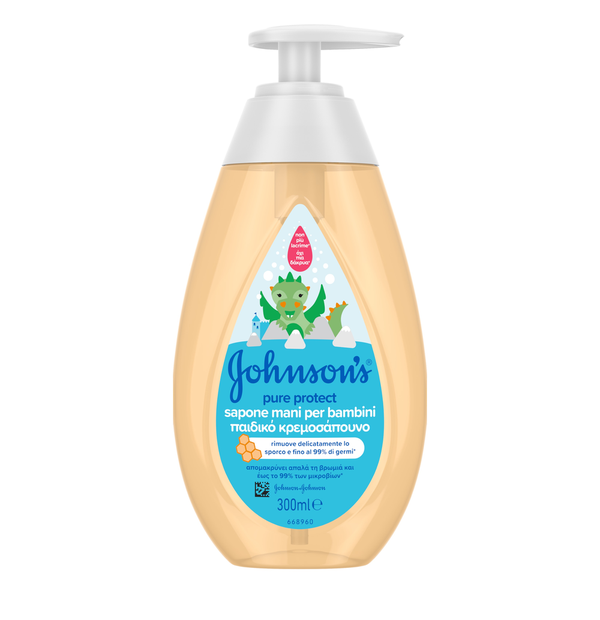 Johnson's Pure Protect Handwash Παιδικό κρεμοσάπουνο που απομακρύνει έως και το 99% των μικροβίων, 300ml