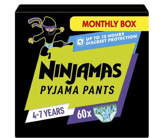Pampers Ninjamas Pyjama Pants for Boys 4-7 Years (17-30kg) Monthly Pack -  60 Pants for the Night 