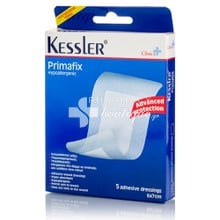 Kessler Primafix Hypoallergenic (6cm x 7cm) - Αποστειρωμένες αυτοκόλλητες γάζες για ευαίσθητο δέρμα, 5τμχ