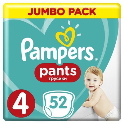 PAMPERS Βρεφικές Πάνες Βρακάκια Pants No.4 9-15Kgr 52 Τεμάχια Jumbo Pack