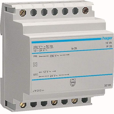 Μετασχηματιστής Ράγα 230V/12-24V AC 16Va