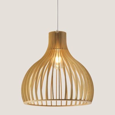 Wooden Pendant Light 1Xe27 Ø35X37