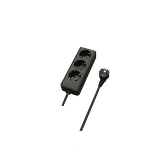 Socket Outlet 3-Way Cable 1.5m Black