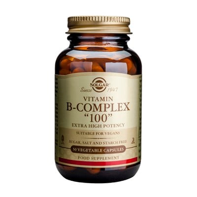 SOLGAR B-Complex 100 Extra High Potency Συμπλήρωμα Διατροφής Με Σύμπλεγμα Βιταμινών B Για Την Καλή Λειτουργία Του Νευρικού Συστήματος x50