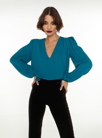 Top with pleated shoulder