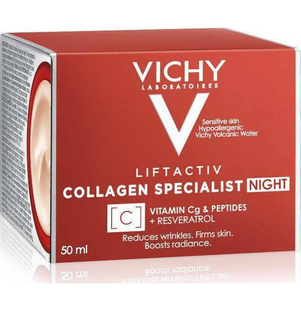 Vichy Liftactiv Collagen Specialist Night Κρέμα Νύχτας με Αντιρυτιδική Δράση για Σύσφιξη & Λάμψη, 50ml