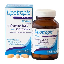 Health Aid Lipotropic 60tabs. Λιποδιαλυτική σύνθεση με Χολίνη, Ινοσιτόλη, Μεθιονίνη και Βιταμίνες C και B για σωστό μεταβολισμό και μείωση σωματικού βάρους.